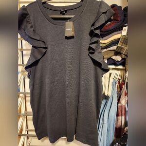 NWT Torrid Double Ruffle Sleeve Ribbed Knit Shirt Sz 4